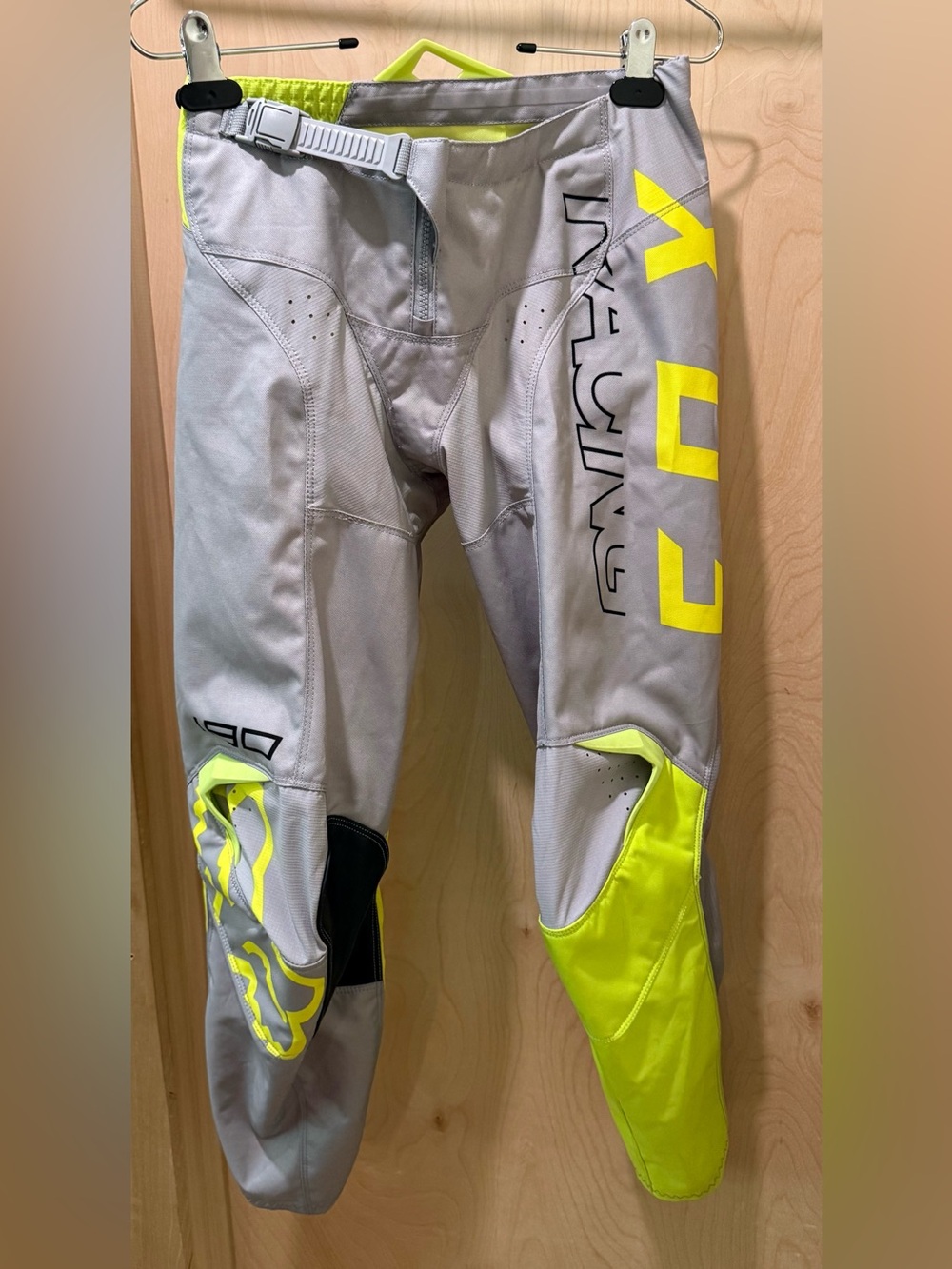 Girls Fox Gray and Neon Yellow Motocross Pants Size 28 Y Great Condition
